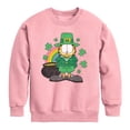 thumbnail image 1 of Garfield - Rainbow Shamrocks - Toddler And Youth Crewneck Fleece Sweatshirt, 1 of 4