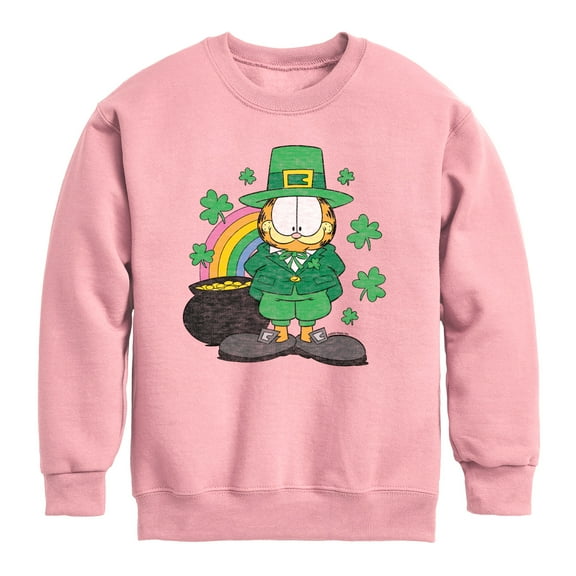 Garfield - Rainbow Shamrocks - Toddler And Youth Crewneck Fleece Sweatshirt
