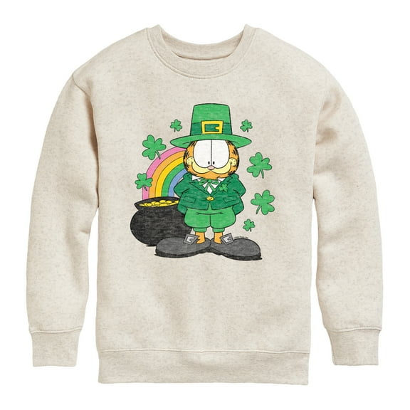 Garfield - Rainbow Shamrocks - Toddler And Youth Crewneck Fleece Sweatshirt