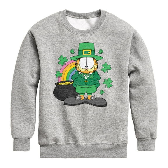 Garfield - Rainbow Shamrocks - Toddler And Youth Crewneck Fleece Sweatshirt