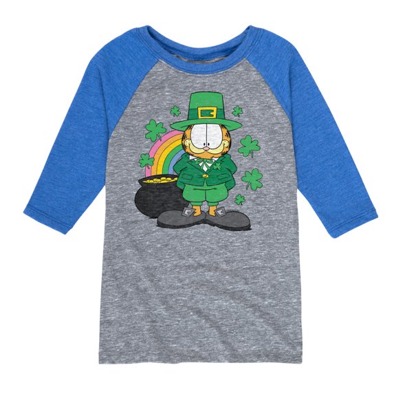 Garfield - Rainbow Shamrocks - Toddler And Youth Raglan Graphic T-Shirt