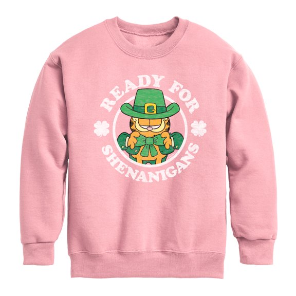 Garfield - Ready For Shenanigans - Toddler And Youth Crewneck Fleece Sweatshirt