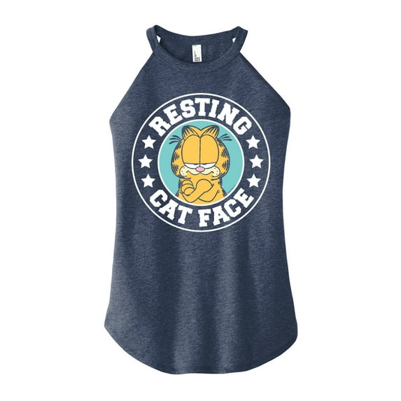 Garfield - Resting Cat Face - Juniors High Neck Tank Top