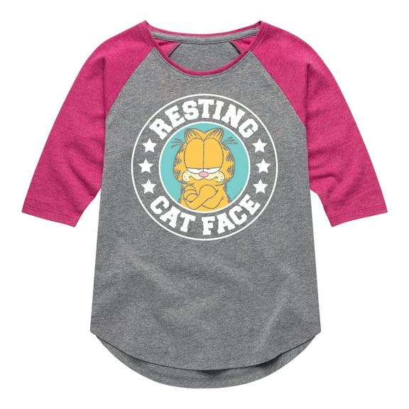 Garfield - Resting Cat Face - Toddler And Youth Girls Raglan Graphic T-Shirt