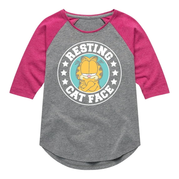 Garfield - Resting Cat Face - Toddler And Youth Girls Raglan Graphic T-Shirt