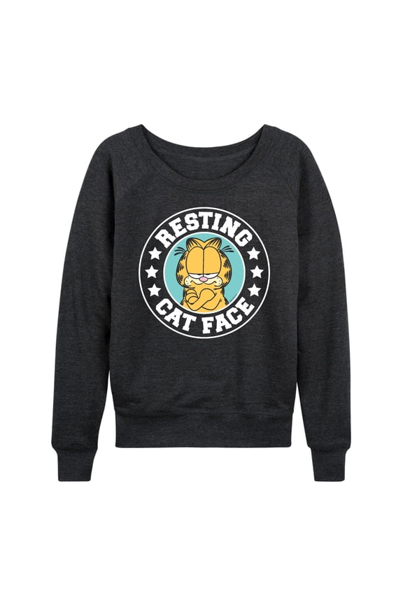 - Resting Cat Face - Women's Lightweight French Terry Long Sleeve Shirt