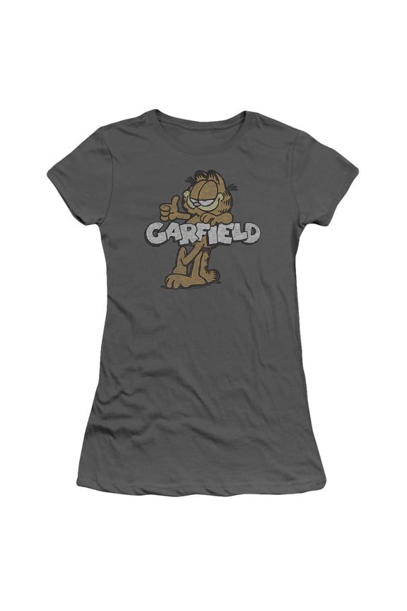 Garfield Retro Garf S/S Junior Women's T-Shirt Sheer Charcoal