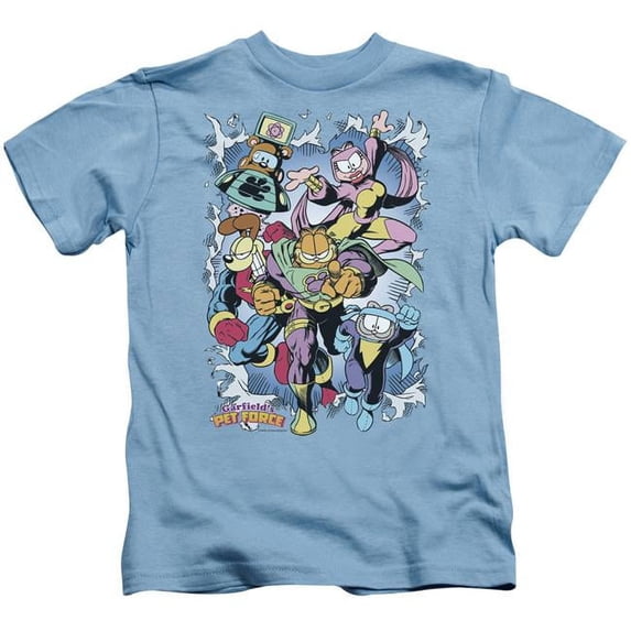 Trevco GAR439-KT-2 Garfield Ripped Short Sleeve Juvenile 18-1 T-Shirt, Carolina Blue - Medium 5-6