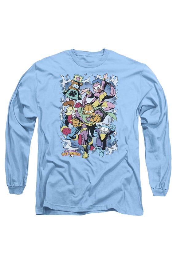 Garfield Ripped Long Sleeve Adult 18/1 T-Shirt-Carolina Blue