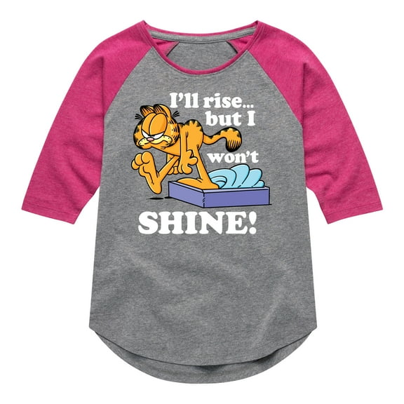 Garfield - Rise But Won't Shine - Toddler And Youth Girls Raglan Graphic T-Shirt