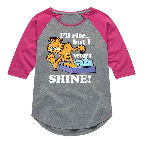 Garfield - Rise But Won't Shine - Toddler And Youth Girls Raglan Graphic T-Shirt