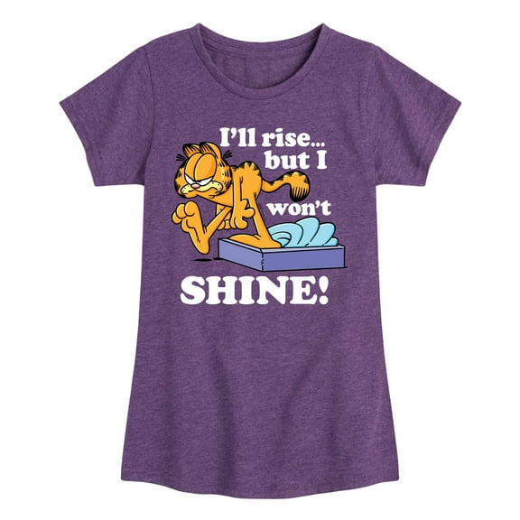 Garfield - Rise But Won't Shine - Toddler And Youth Girls Short Sleeve Graphic T-Shirt