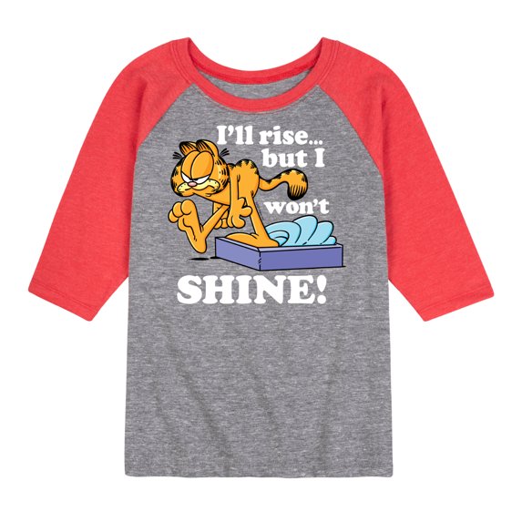 Garfield - Rise But Won't Shine - Toddler And Youth Raglan Graphic T-Shirt