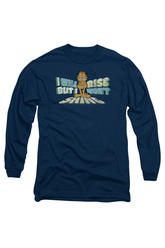 Garfield Rise Not Shine Long Sleeve Adult 18/1 T-Shirt Navy