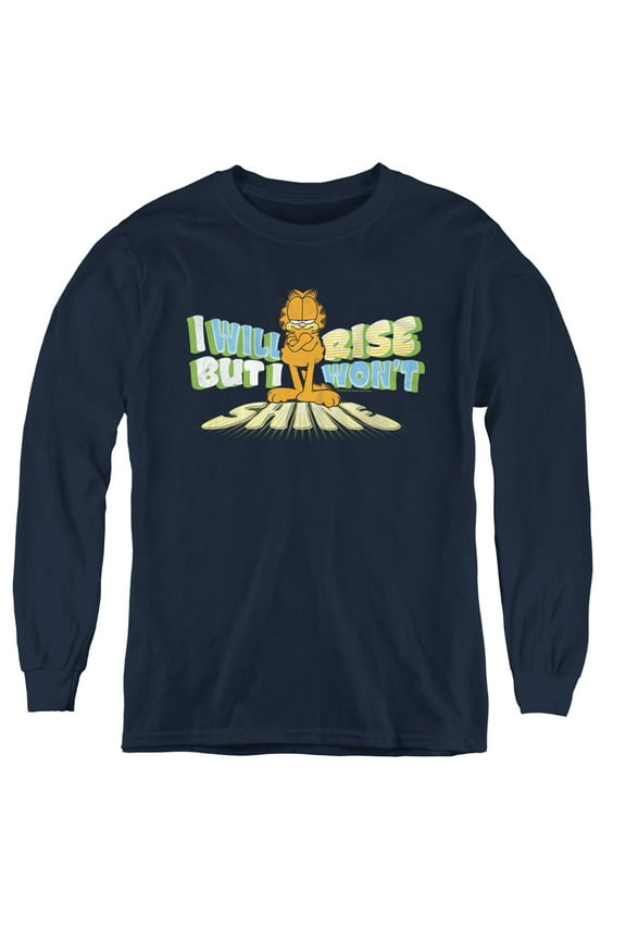 Garfield Rise Not Shine Youth Long Sleeve T-Shirt Navy