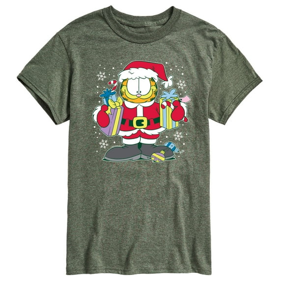 Garfield - Santa Garfield with Presents Christmas - Men's Short Sleeve Graphic T-Shirt