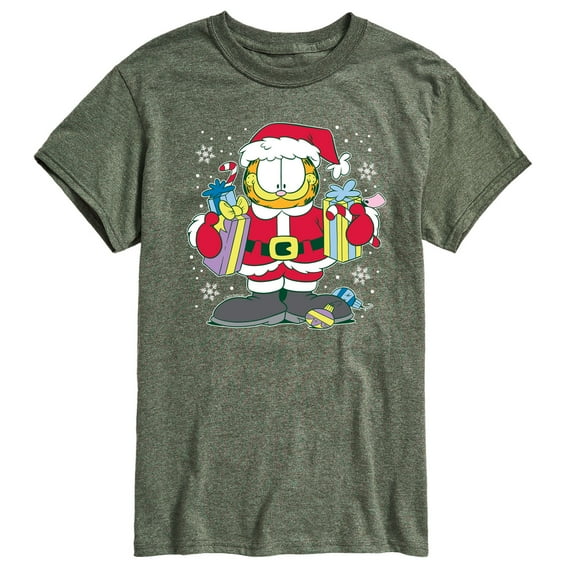 Garfield - Santa Garfield with Presents Christmas - Men's Short Sleeve Graphic T-Shirt
