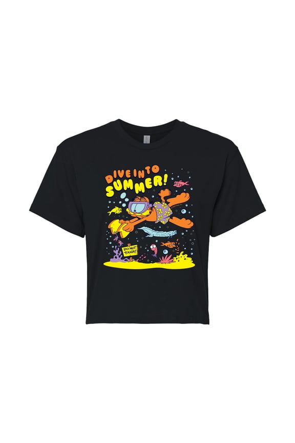 - Scuba Garf - Juniors Cropped Graphic T-Shirt
