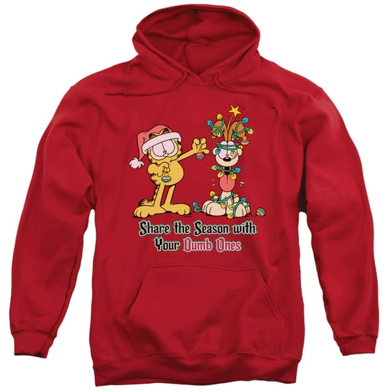 Garfield Share The Season Adult Pullover Hoodie Sweatshirt Red