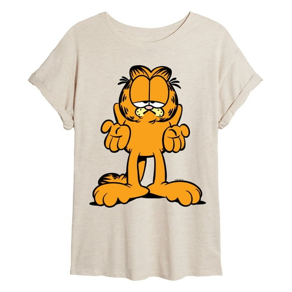 Garfield - Shrug - Juniors Oversized Graphic T-Shirt