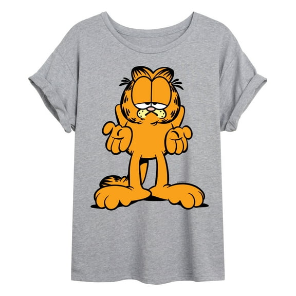 Garfield - Shrug - Juniors Oversized Graphic T-Shirt