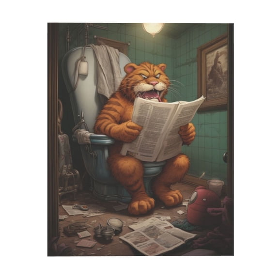 Garfield Sits On The Toilet Reading The Newspaper (4) Canvas Frameless Painting Wall Art Painting Suitable For Dormitory Bedroom Living Room Toilet Decoration