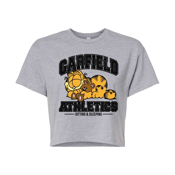 Garfield - Sleeping Athletics - Juniors Cropped Cotton Blend T-Shirt