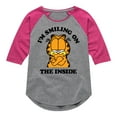 thumbnail image 1 of Garfield - Smiling On The Inside - Toddler And Youth Girls Raglan Graphic T-Shirt, 1 of 4