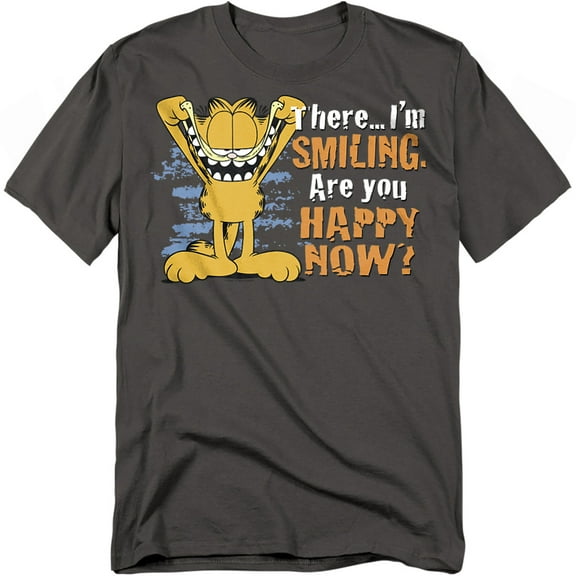 Garfield T-Shirt Smiling Unisex Graphic Tee For Men & Women Charcoal