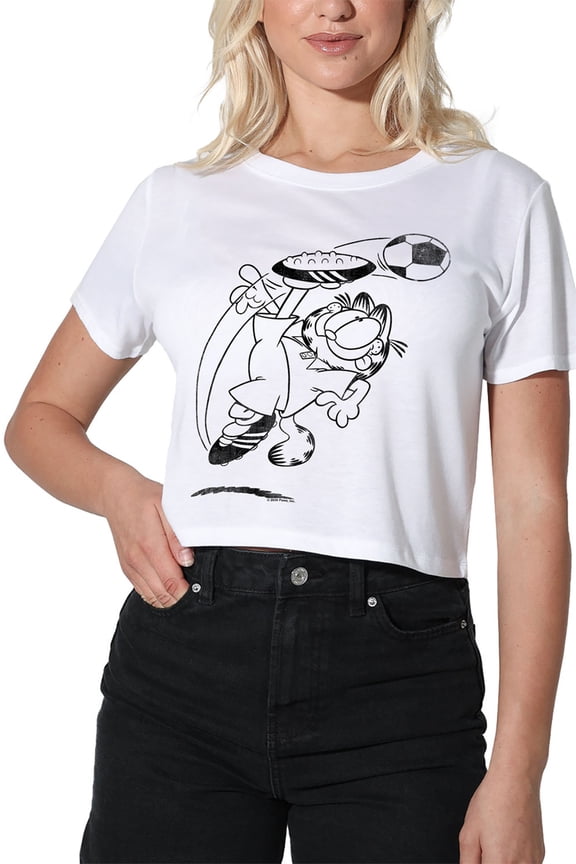 Soccer Kick Women's Crop Top T-Shirt, White, Large
