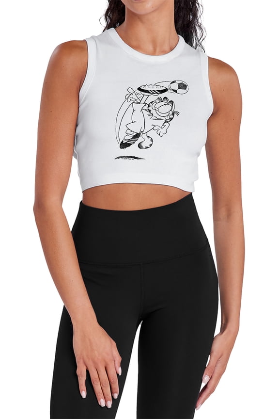 Soccer Kick Women's Sleeveless Crop Top Tank, White, Small