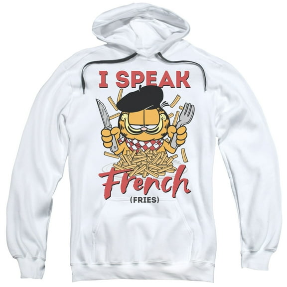 Garfield Speaking Love Adult Pullover Hoodie Sweatshirt White