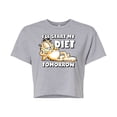 thumbnail image 1 of Garfield - Start My Diet Tomorrow - Juniors Cropped Cotton Blend T-Shirt, 1 of 5