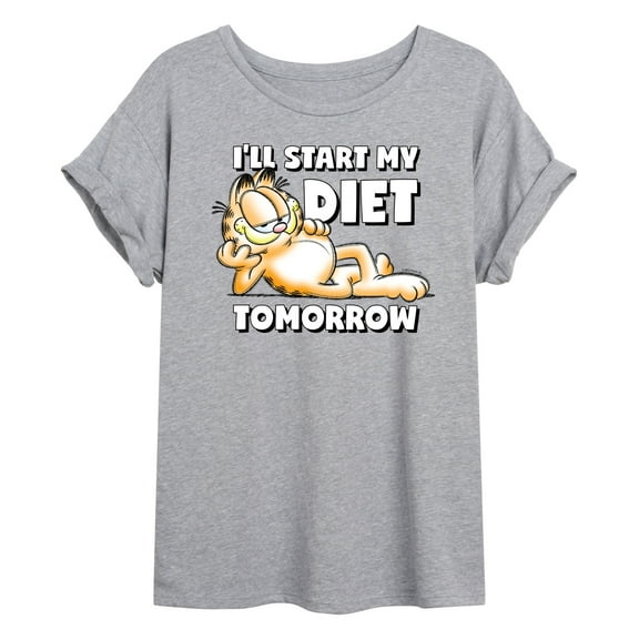 Garfield - Start My Diet Tomorrow - Juniors Ideal Flowy Muscle T-Shirt