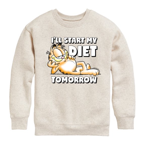 Garfield - Start My Diet Tomorrow - Toddler & Youth Crewneck Fleece Sweatshirt