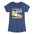 thumbnail image 1 of Garfield - Start My Diet Tomorrow - Toddler & Youth Girls Short Sleeve Graphic T-Shirt, 1 of 5