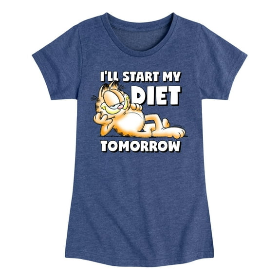 Garfield - Start My Diet Tomorrow - Toddler & Youth Girls Short Sleeve Graphic T-Shirt