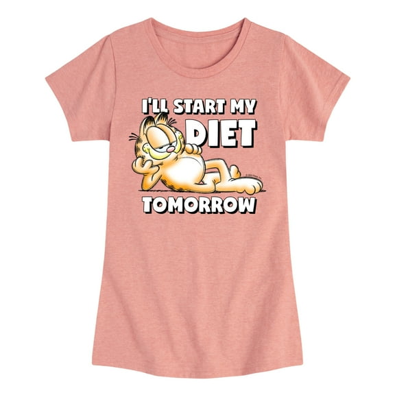 Garfield - Start My Diet Tomorrow - Toddler & Youth Girls Short Sleeve Graphic T-Shirt