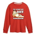 thumbnail image 1 of Garfield - Start My Diet Tomorrow - Toddler & Youth Long Sleeve Graphic T-Shirt, 1 of 5