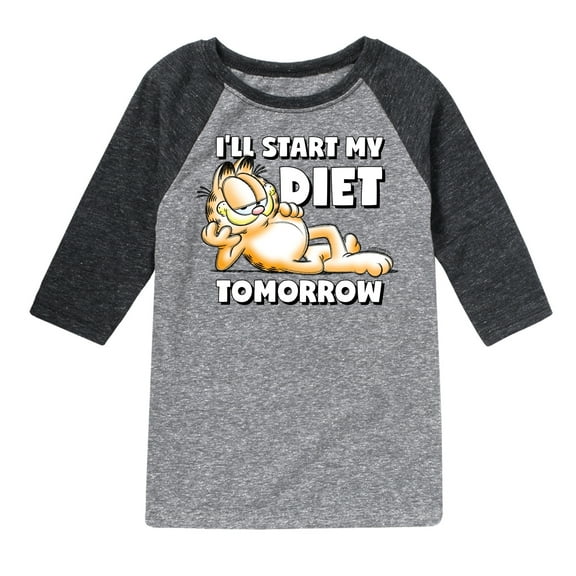 Garfield - Start My Diet Tomorrow - Toddler & Youth Raglan Graphic T-Shirt
