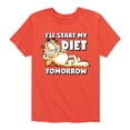 thumbnail image 1 of Garfield - Start My Diet Tomorrow - Toddler & Youth Short Sleeve Graphic T-Shirt, 1 of 5