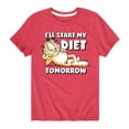 thumbnail image 1 of Garfield - Start My Diet Tomorrow - Toddler & Youth Short Sleeve Graphic T-Shirt, 1 of 1