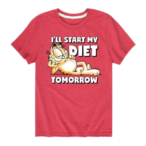 Garfield - Start My Diet Tomorrow - Toddler & Youth Short Sleeve Graphic T-Shirt