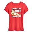 thumbnail image 1 of Garfield - Start My Diet Tomorrow - Women's Short Sleeve Graphic T-Shirt, 1 of 1