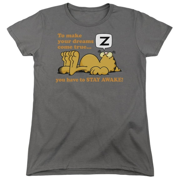 Garfield Stay Awake S/S Women's T-Shirt Charcoal
