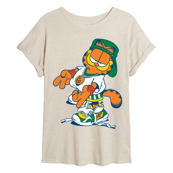 Garfield - Street Fashion Peace Pose - Juniors Oversized Graphic T-Shirt