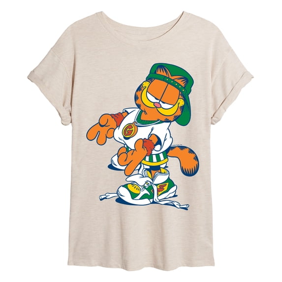 Garfield - Street Fashion Peace Pose - Juniors Oversized Graphic T-Shirt