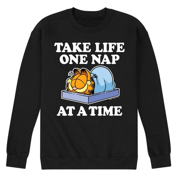 Garfield - Take Life One Nap - Men's Crew Neck Fleece Pullover