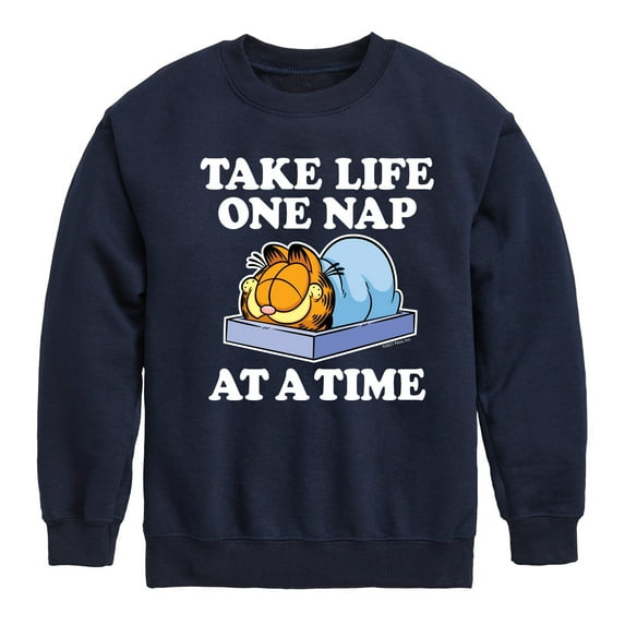 Garfield - Take Life One Nap - Toddler And Youth Crewneck Fleece Sweatshirt