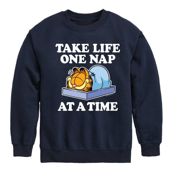 Garfield - Take Life One Nap - Toddler And Youth Crewneck Fleece Sweatshirt